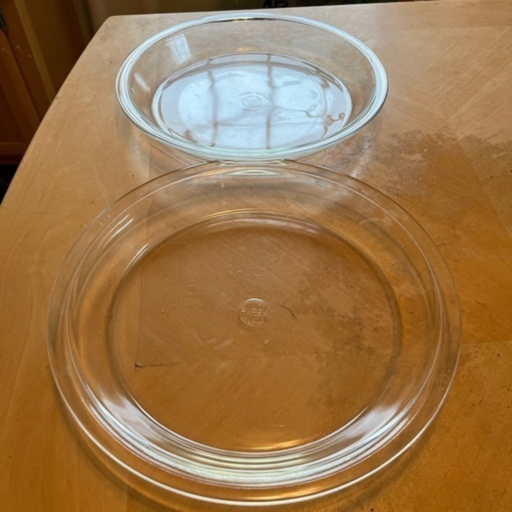 Vintage PYREX Clear Glass Pie Plates Set of Two 10.5”